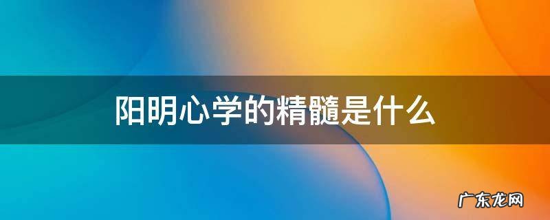 阳明心学的精髓是什么价值存在 阳明心学的精髓是什么