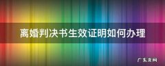 离婚判决书生效证明怎么办理 离婚判决书生效证明如何办理