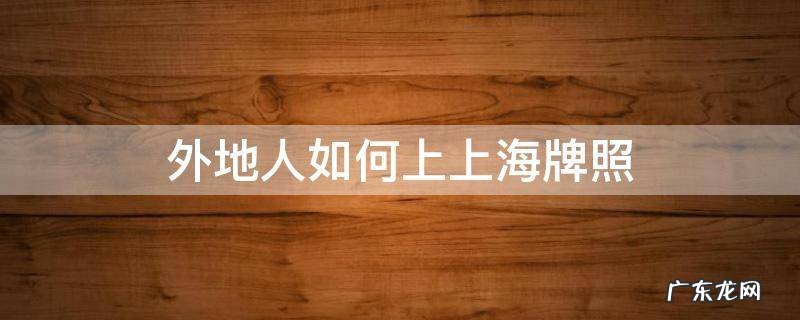 外地人如何上上海牌照新能源 外地人如何上上海牌照