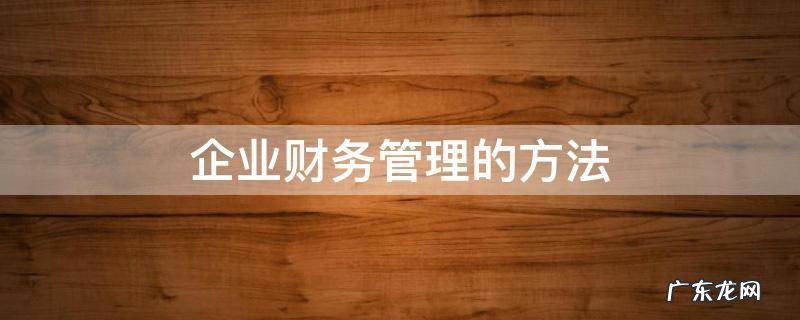 企业财务管理的方法 企业财务管理的方法有