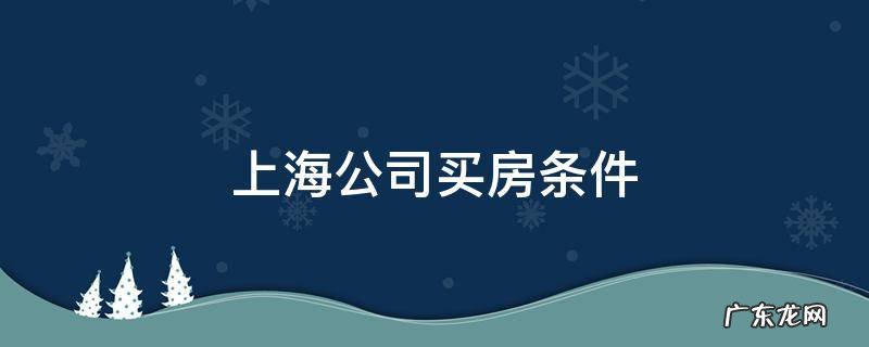 上海公司购置房产条件 上海公司买房条件