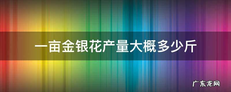 一亩金银花产量大概多少斤生花 一亩金银花产量大概多少斤