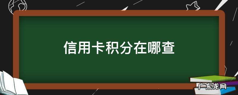 怎么查信用卡的积分查询 信用卡积分在哪查