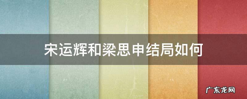 宋运辉和梁思申结局如何 梁思申和宋运辉的结局