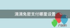 滴滴免密支付哪里设置 滴滴免密支付在哪设置
