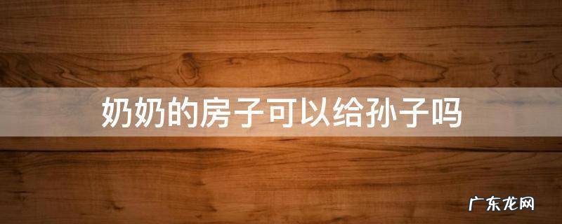 爷爷奶奶可以给孙子买房子吗? 奶奶的房子可以给孙子吗