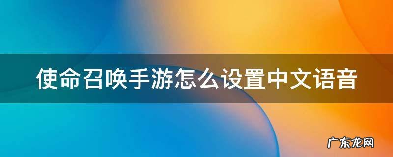 使命召唤手游怎么设置中文语音 使命召唤手游在哪里设置语言
