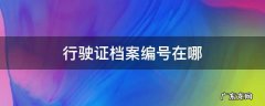 行驶证的档案编号哪儿查 行驶证档案编号在哪