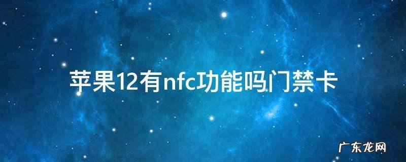苹果12有nfc功能吗门禁卡 苹果12可以nfc门禁卡吗