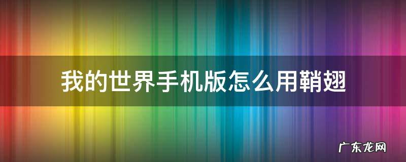 我的世界手机版怎么用鞘翅 我的世界手机版怎么用鞘翅烟花