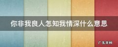 你非我良人怎知我情深什么意思啊 你非我良人怎知我情深什么意思