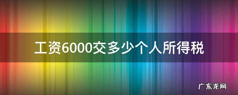 工资6000交多少个人所得税 深圳工资6000交多少个人所得税