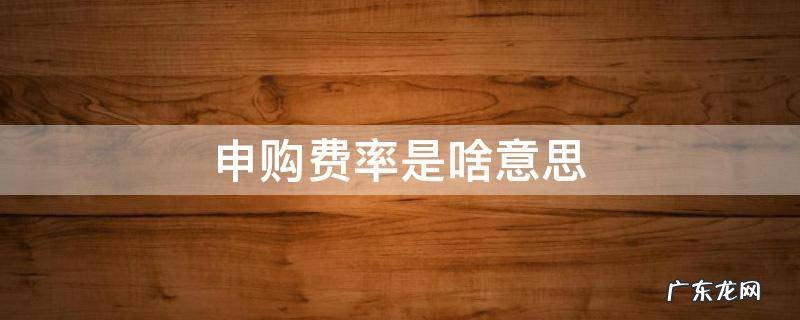 申购费率是啥意思 申购费率是什么意思
