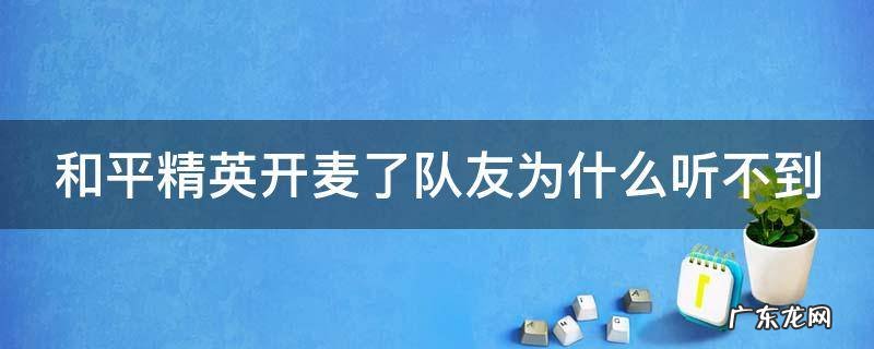 和平精英开麦了队友为什么听不到我说话 和平精英开麦了队友为什么听不到