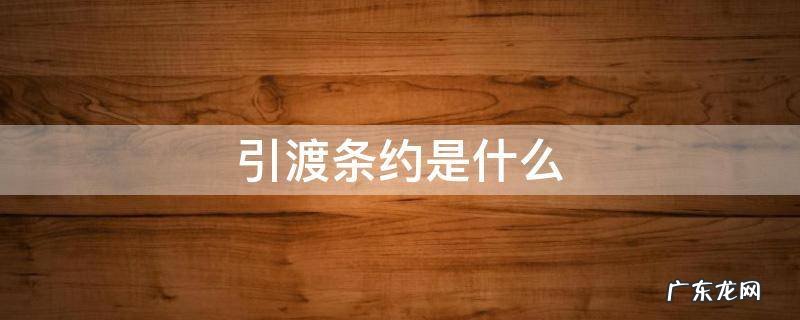 引渡条约国 引渡条约是什么