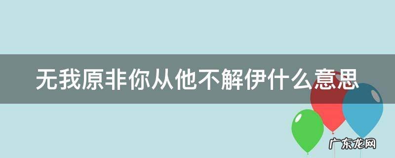 无我原非你从他不解伊什么意思 无我原非你的解释