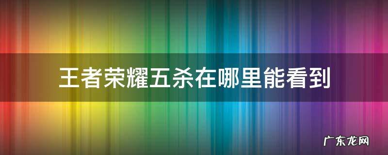 王者荣耀五杀在哪里能看到视频 王者荣耀五杀在哪里能看到