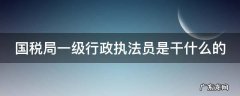 国税局一级行政执法员是干什么的工作 国税局一级行政执法员是干什么的