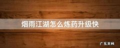 烟雨江湖怎么快速提升炼药 烟雨江湖怎么炼药升级快
