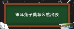 银耳莲子羹怎么熬出胶 银耳莲子粥怎么熬出胶