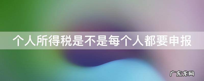 个人所得税是不是每个人都要申报 个人所得税是每个人都要申报吗