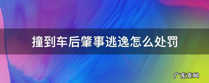 撞到车后肇事逃逸怎么处罚 肇事逃逸撞了车会怎样处罚