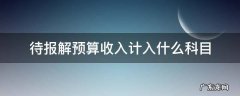 待报解预算收入计入什么科目 待报解预算收入算收入么