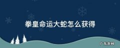 拳皇命运大蛇怎么获得 拳皇命运大蛇怎么获得视频