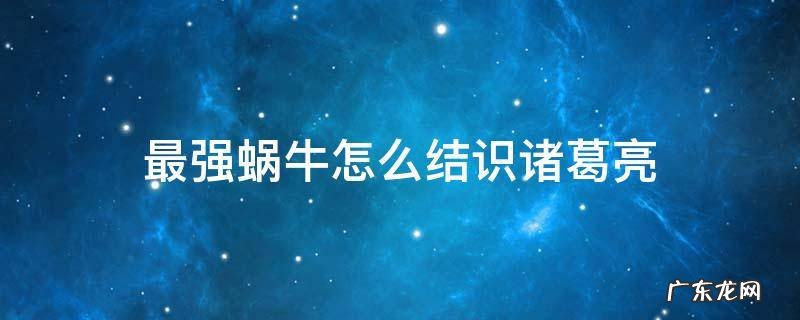 最强蜗牛怎么结识诸葛亮 蜗牛 诸葛亮