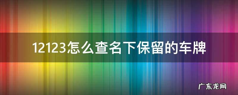 交管12123能查保留的车牌吗? 12123怎么查名下保留的车牌