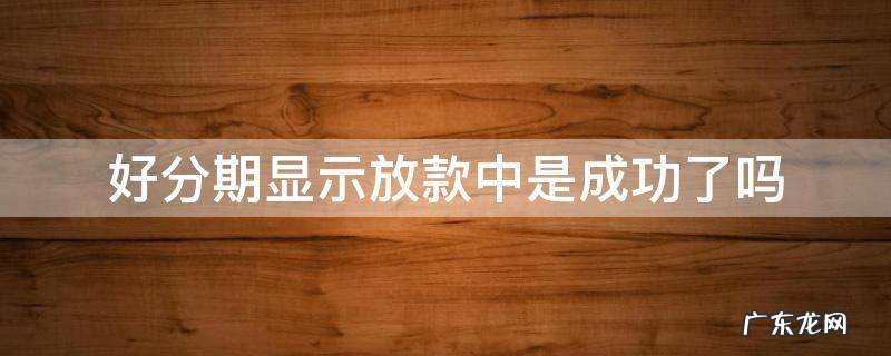 好分期提示放款中是成功了吗 好分期显示放款中是成功了吗