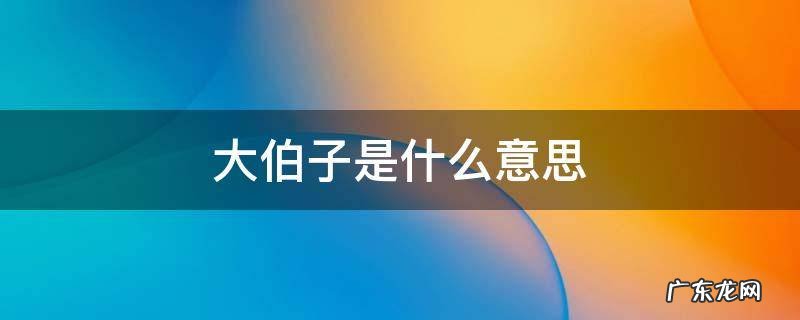 大老伯子是什么意思 大伯子是什么意思