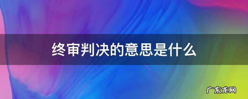 终审判决的意思是什么 中级法院终审判决什么意思