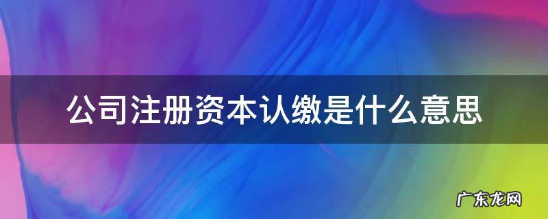 公司注册资本认缴是什么意思 注册公司注册资本认缴是什么意思