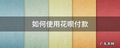 如何使用花呗付款买东西 如何使用花呗付款