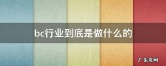 BC行业是什么 bc行业到底是做什么的
