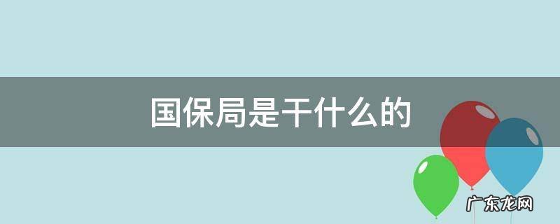 国保局是干嘛的 国保局是干什么的