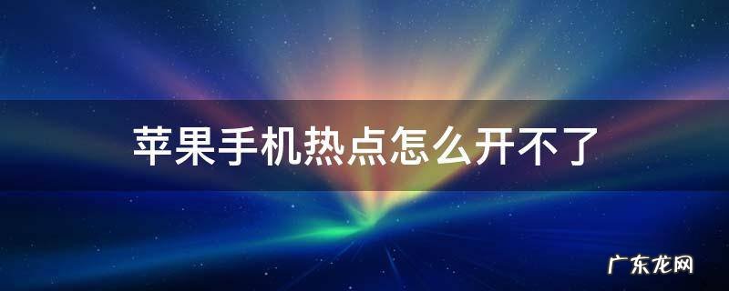 苹果手机热点怎么开不了 苹果手机热点怎么开不了怎么回事