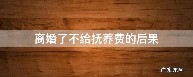离婚了不给抚养费的后果 离婚之后不给抚养费怎么办