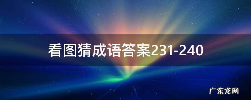 看图猜成语答案及图片500个 看图猜成语答案231-240