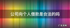 个人借款给公司违法吗 公司向个人借款是合法的吗