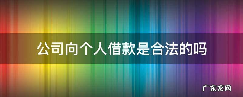 个人借款给公司违法吗 公司向个人借款是合法的吗