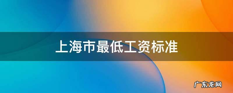 上海市最低工资标准2022 上海市最低工资标准