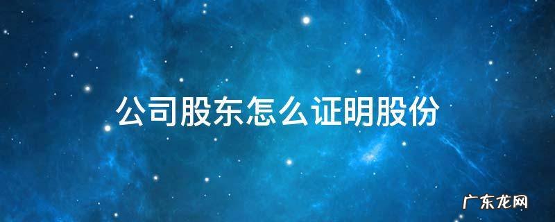 怎么出有公司股份的证明 公司股东怎么证明股份