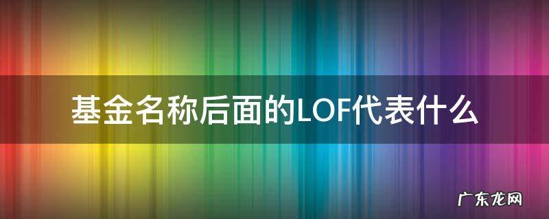 基金后面lof表示什么 基金名称后面的LOF代表什么