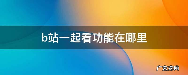 b站一起看功能在哪里 b站一起看功能在哪儿