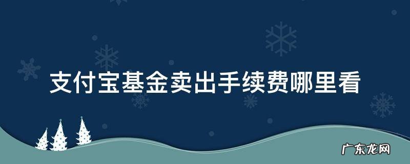 支付宝基金卖出手续费哪里看 支付宝基金查看卖出手续费