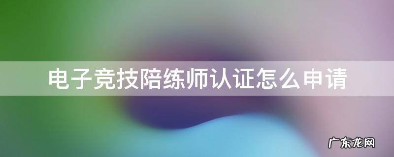 电子竞技陪玩师认证 电子竞技陪练师认证怎么申请