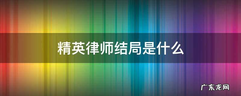 精英律师结局是什么 精英律师剧情介绍大结局是什么