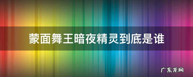 蒙面舞王暗夜精灵到底是谁 蒙面舞王中的暗夜骑士是谁